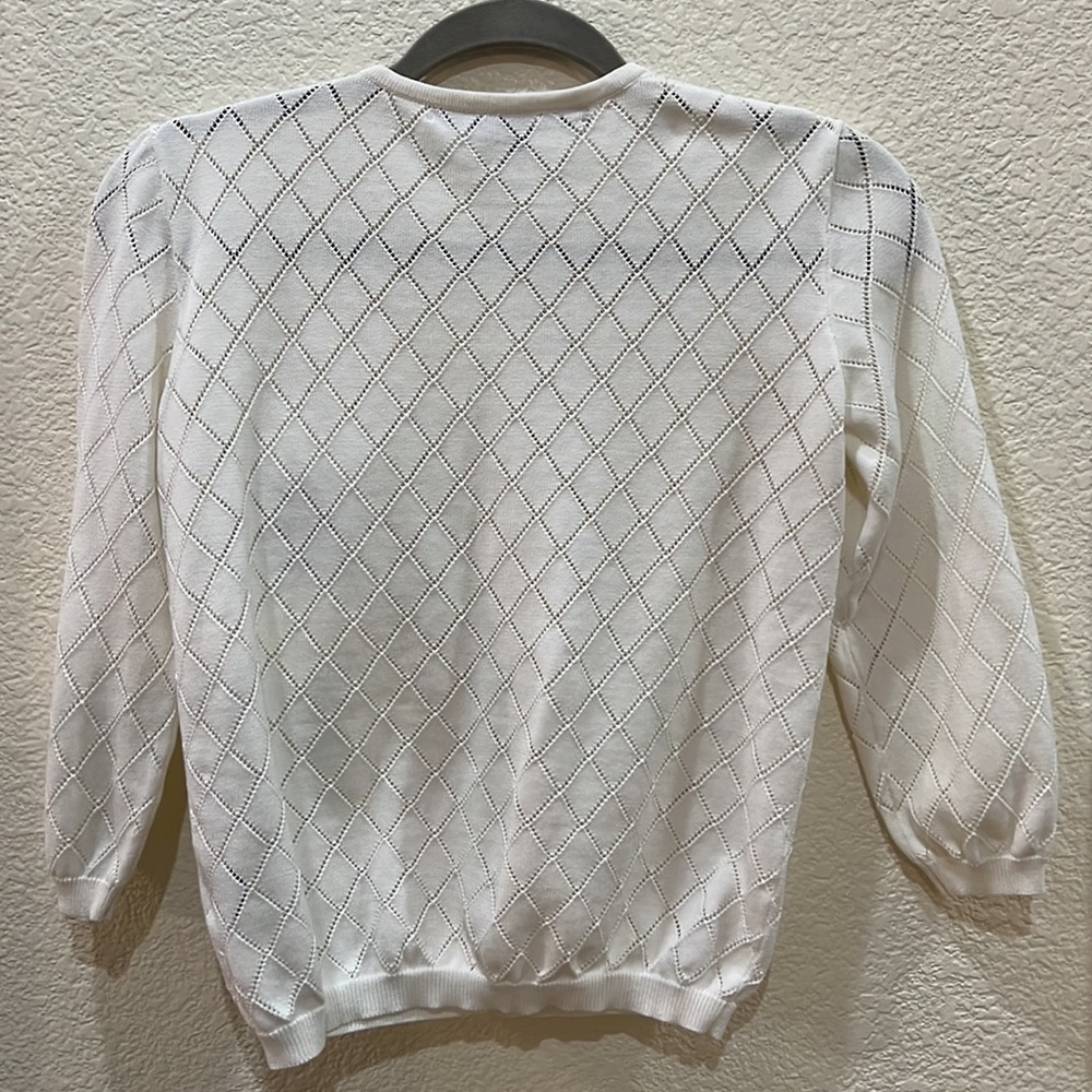 NWOT. Ralph Lauren White Cropped Sweater w/ 3/4-Length Sleeves Runs Very SMALL - Picture 5 of 6